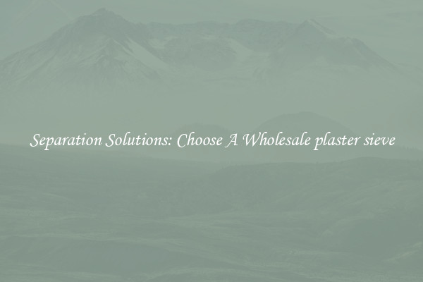 Separation Solutions: Choose A Wholesale plaster sieve